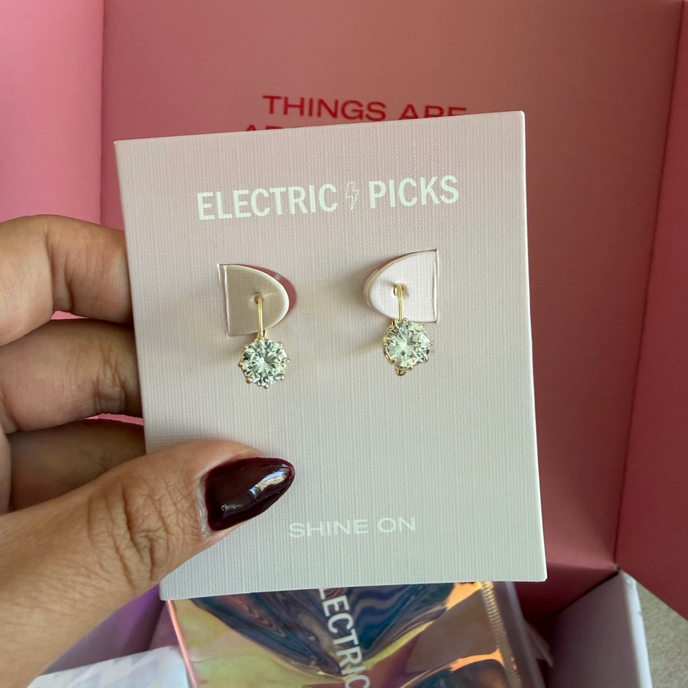 Electric Picks Gold Crystal Drop Earrings - Bentley Earrings